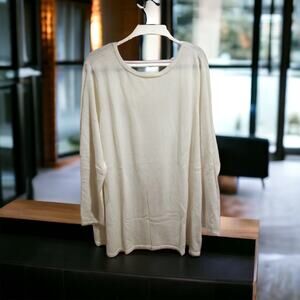 Soft Surroundings 3X Pleated Back Reserva Sweater Ecru Ivory~Black Ribbon ~ New!